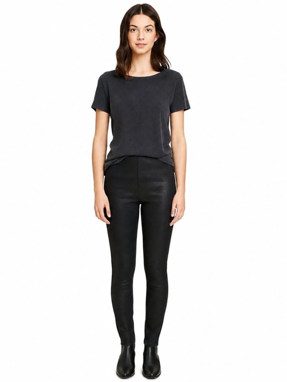 NWT Tahari Black Faux Leather Suede Pants XS | Sleek Stretch Fit